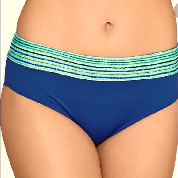 Plus Size 1X (18/20) Navy/Aqua Swim Brief - Picture 9 of 10